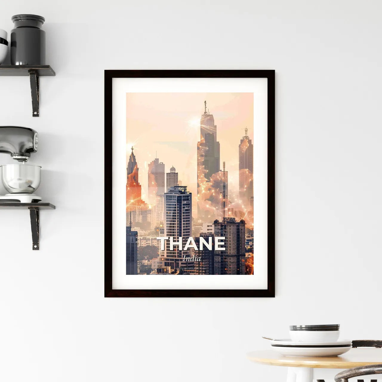 Thane Skyline: Double Exposure City Art Framed Print