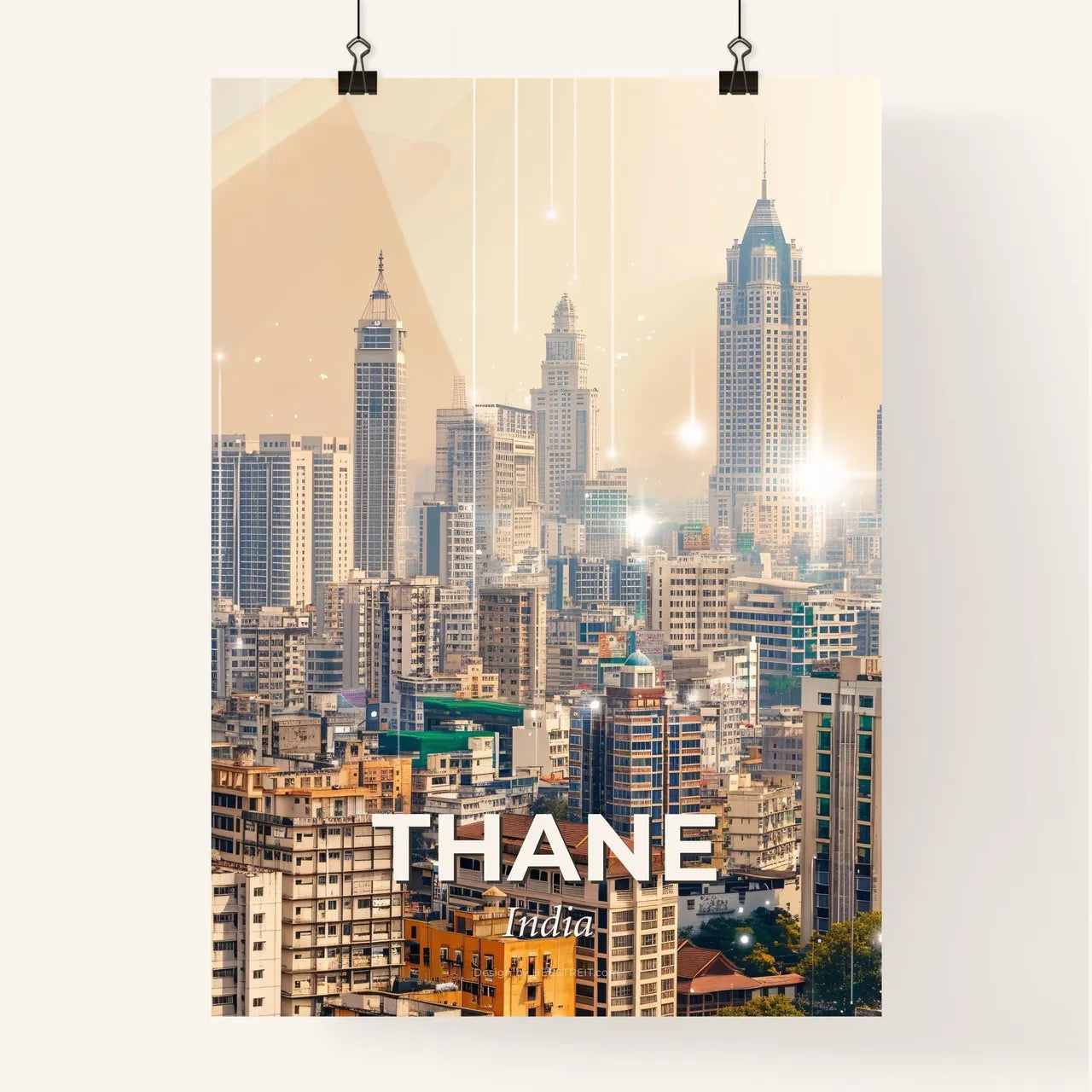 Thane Artistic City Brights Double Exposure Skyline Poster