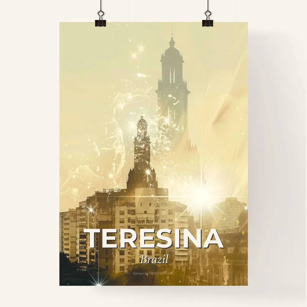 Teresina Skyline Double Exposure Poster Art Poster