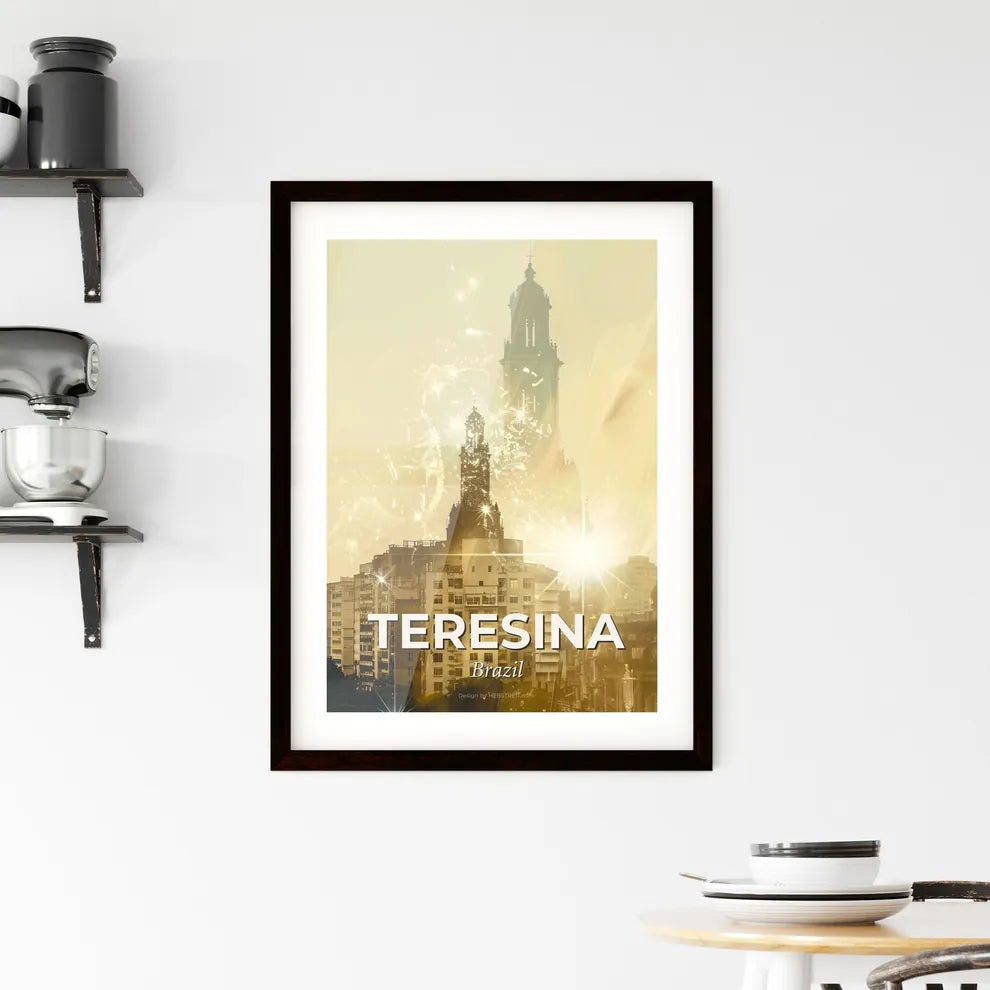 Teresina Skyline Double Exposure Poster Art Framed Print