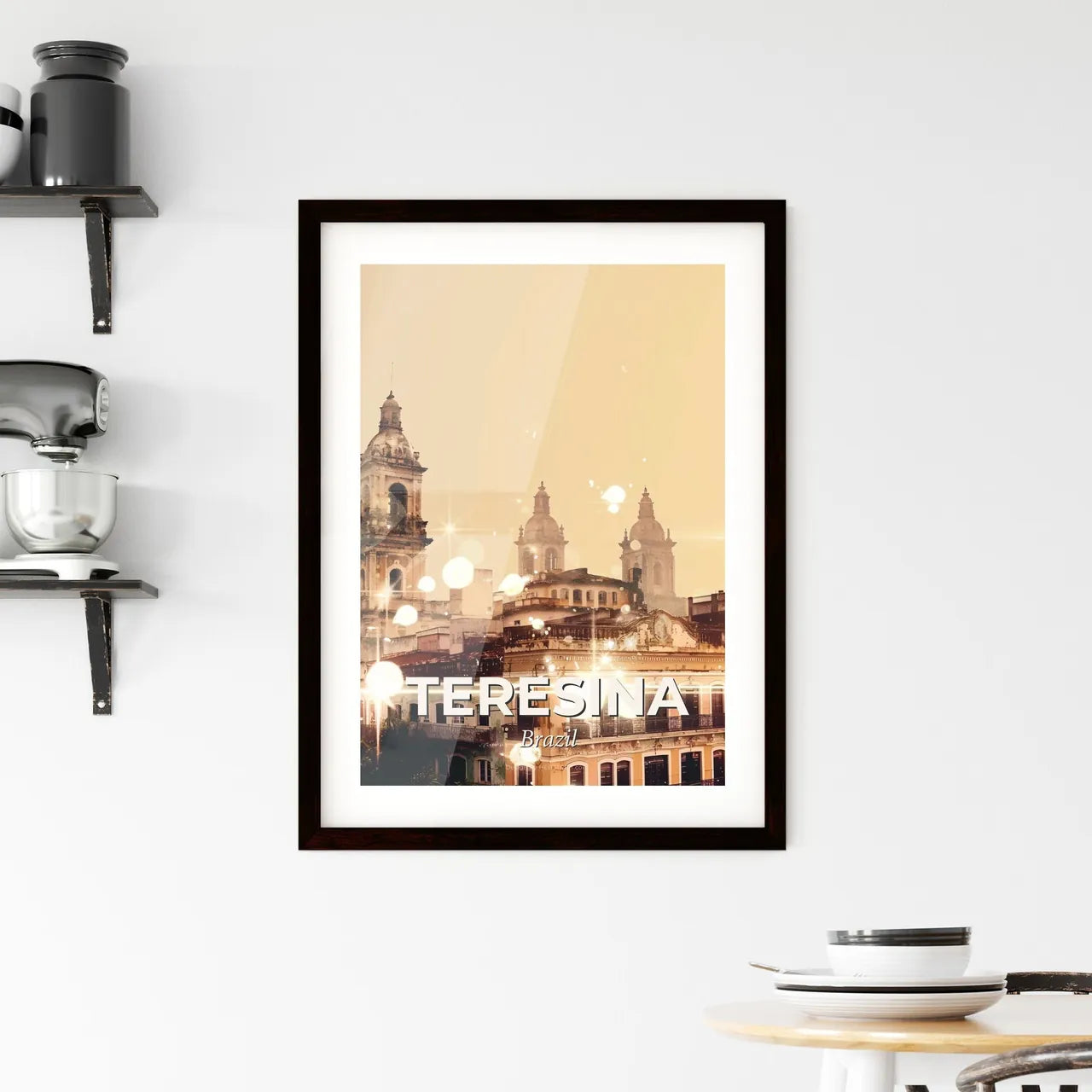 Teresina Skyline Double Exposure Art Cityscape Framed Print