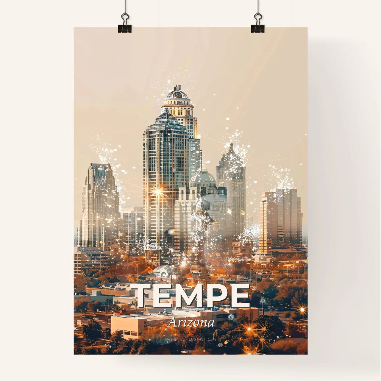 Tempe Arizona City Icons Skyline Art Print Poster