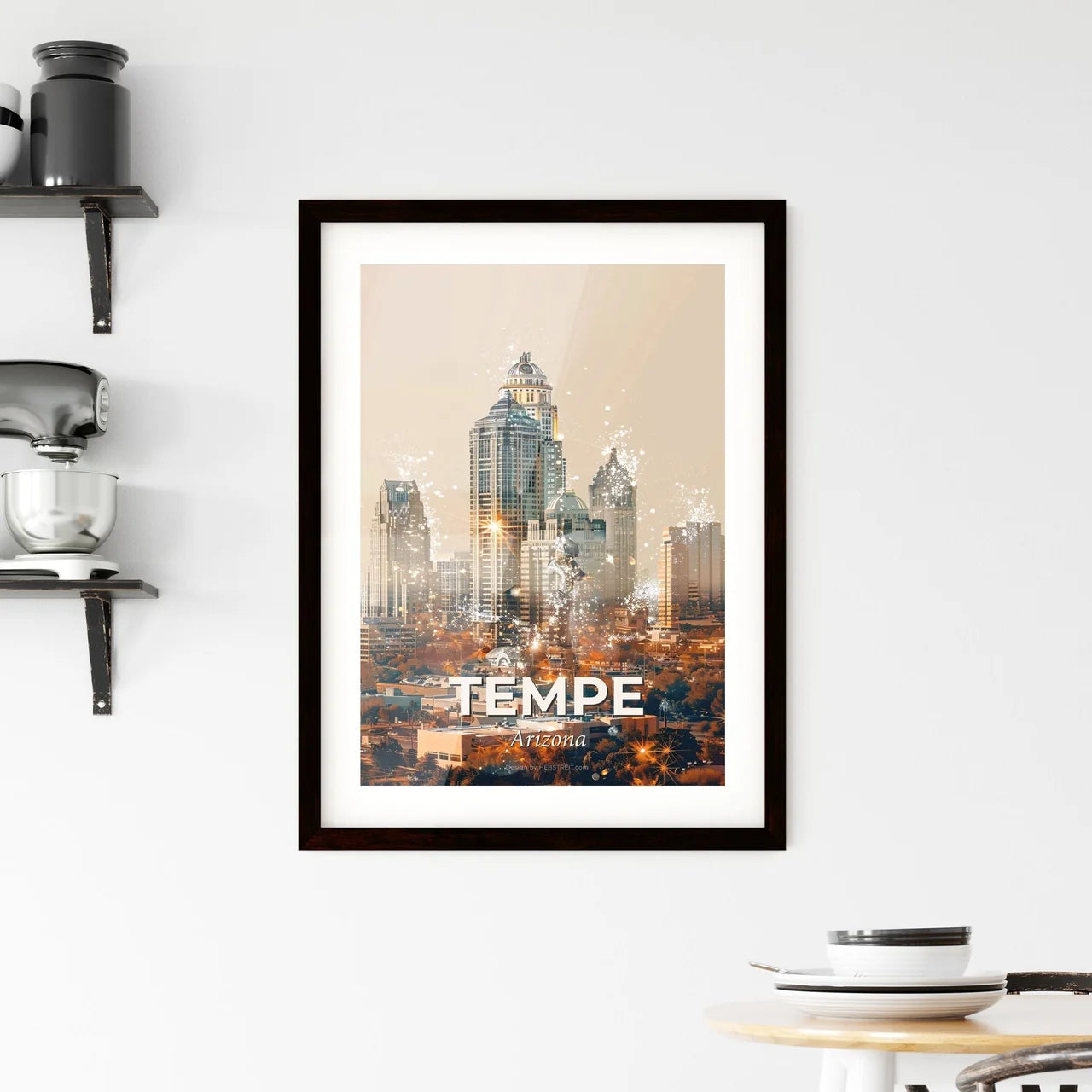 Tempe Arizona City Icons Skyline Art Print Framed Print
