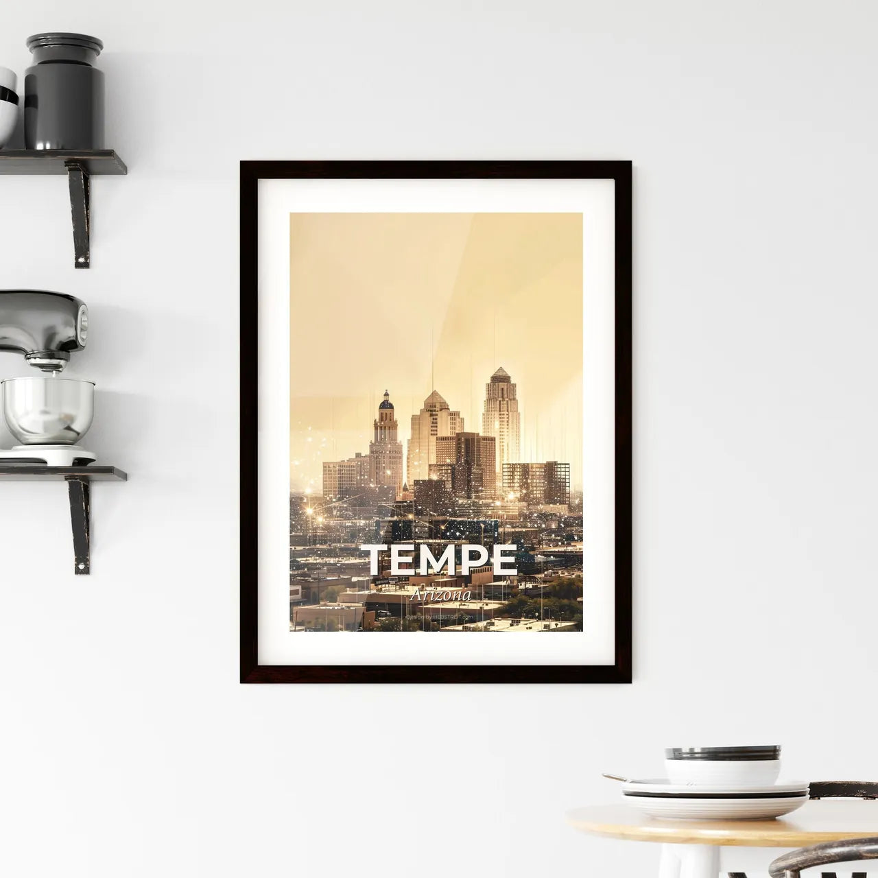 Tempe City Lights Double Exposure Skyline Framed Print