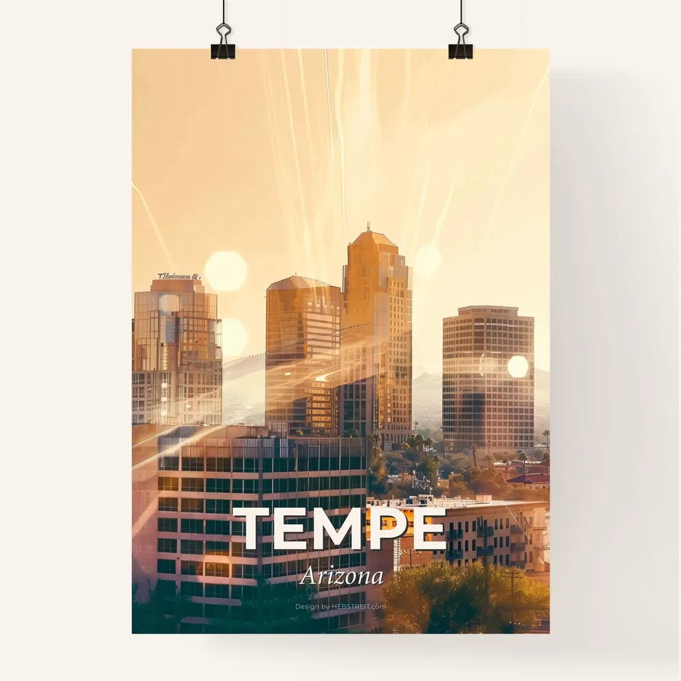 Tempe City Skyline Arizona Iconography Art Poster Poster