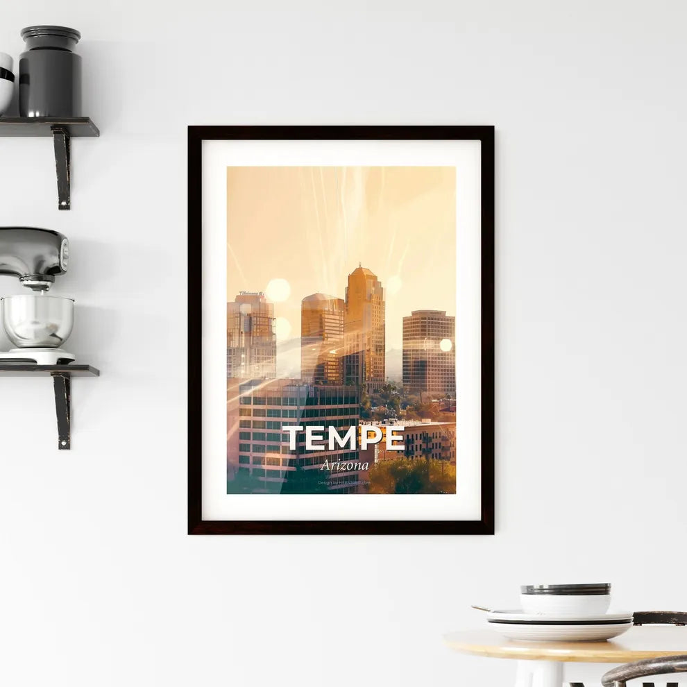 Tempe City Skyline Arizona Iconography Art Poster Framed Print