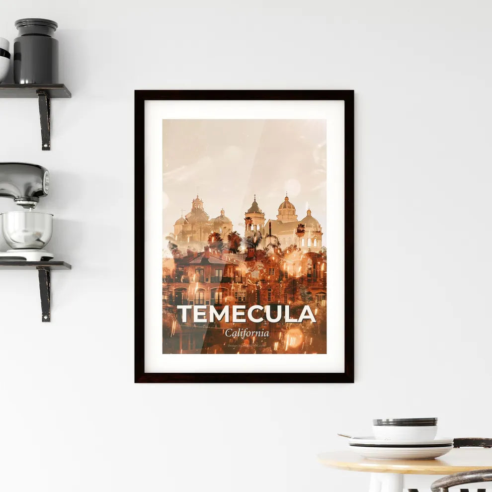 Temecula Cityscape Iconography Poster Print Framed Print