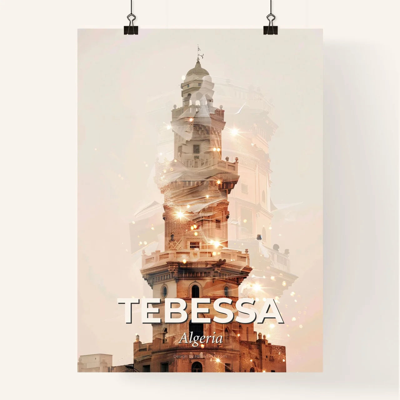 Tebessa, Algeria: Cityscape Silhouette Sparkle Poster