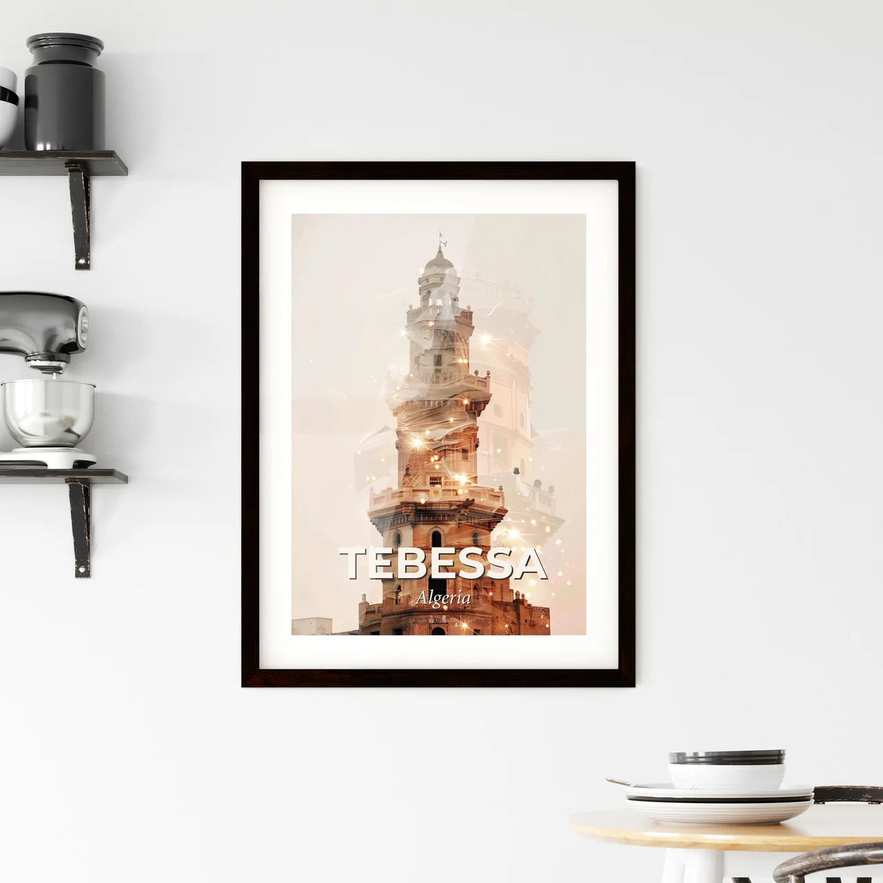 Tebessa, Algeria: Cityscape Silhouette Sparkle Framed Print
