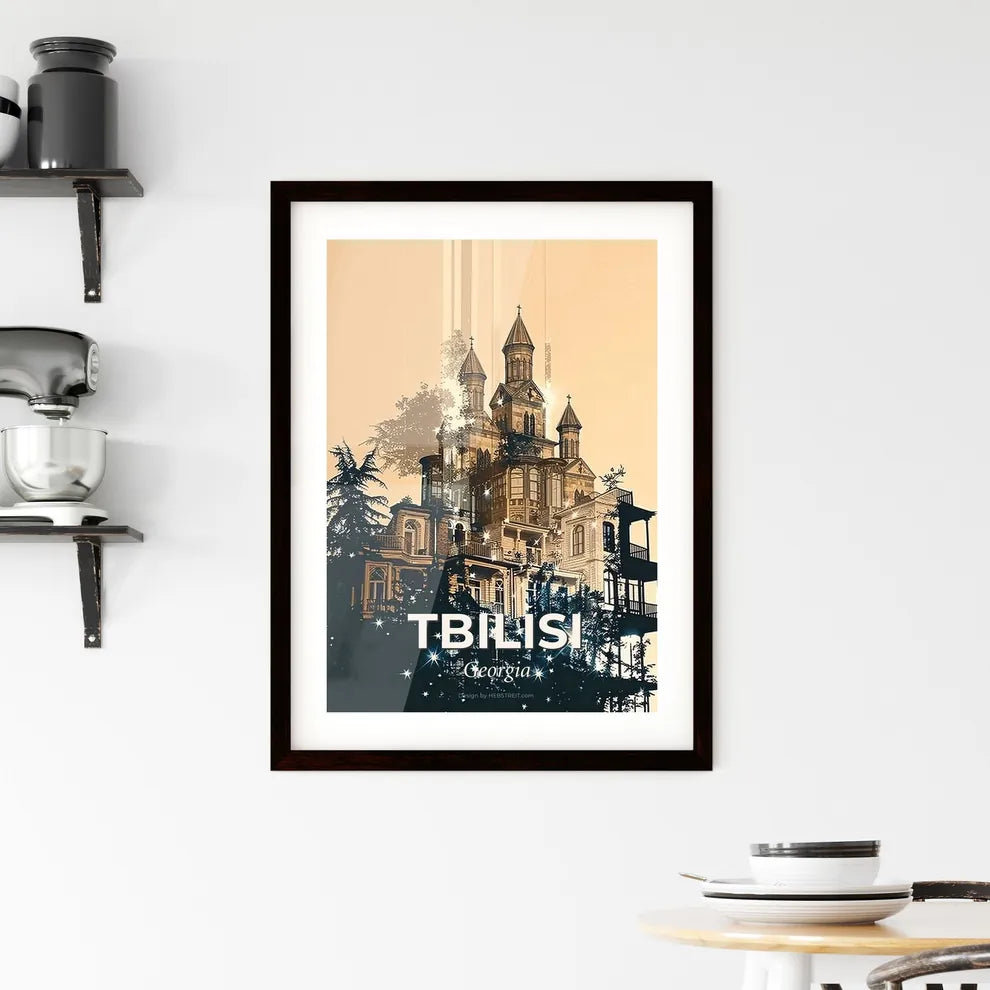 Tbilisi Cityscape Silhouette Printed Art Poster Framed Print