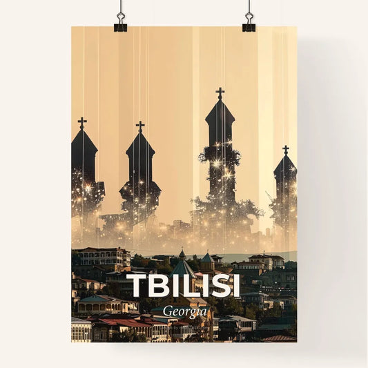 Tbilisi Double Exposure City Skyline Art Poster