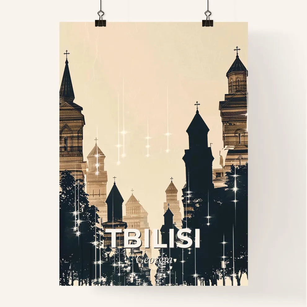 Tbilisi Skyline Silhouette Art Composite Poster