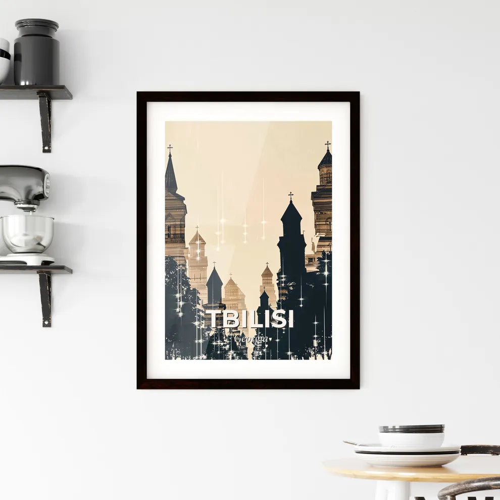 Tbilisi Skyline Silhouette Art Composite Framed Print
