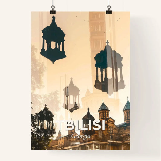 Tbilisi City Skyline Double Exposure Art Poster Poster
