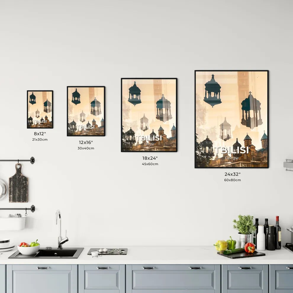 Tbilisi City Skyline Double Exposure Art Poster Office Art
