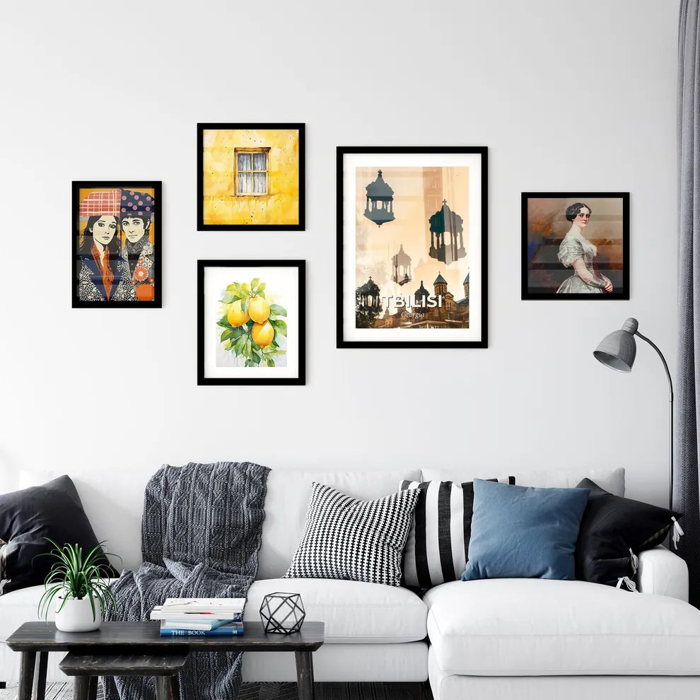 Tbilisi City Skyline Double Exposure Art Poster Wall Art