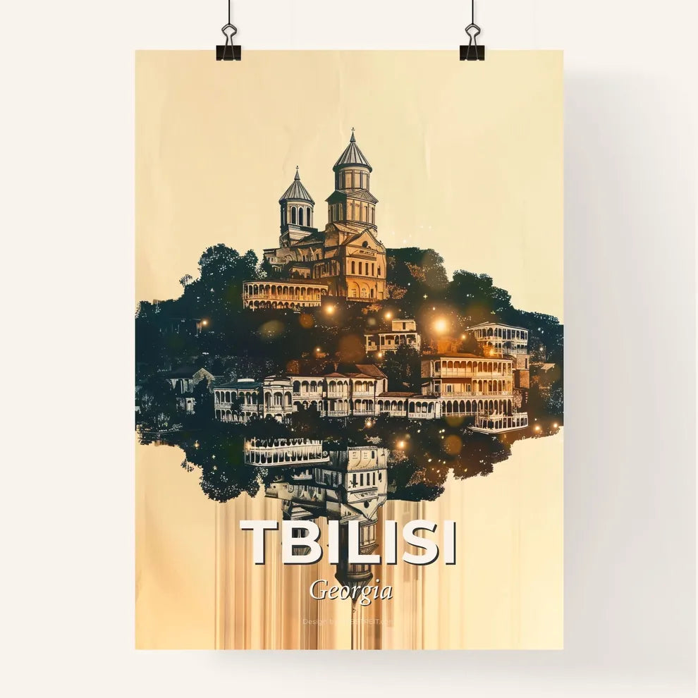 Tbilisi City Double Exposure Art Skyline Poster Poster