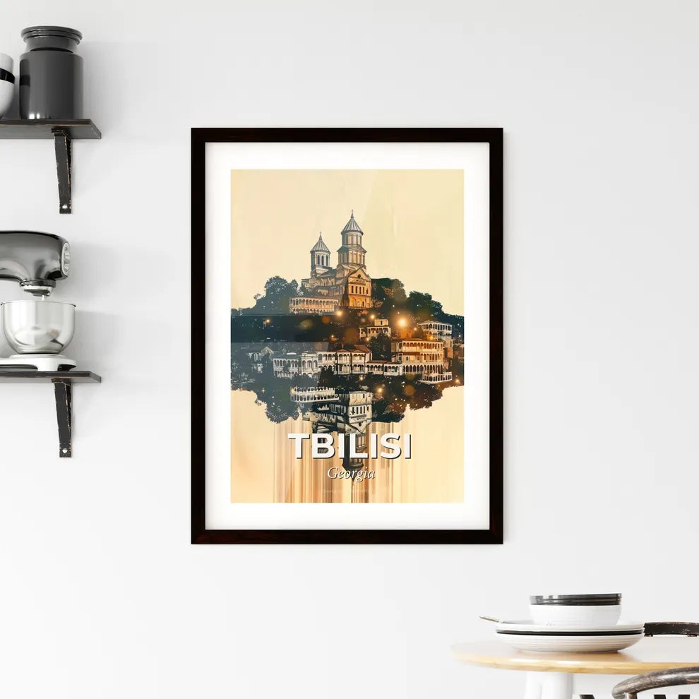 Tbilisi City Double Exposure Art Skyline Poster Framed Print