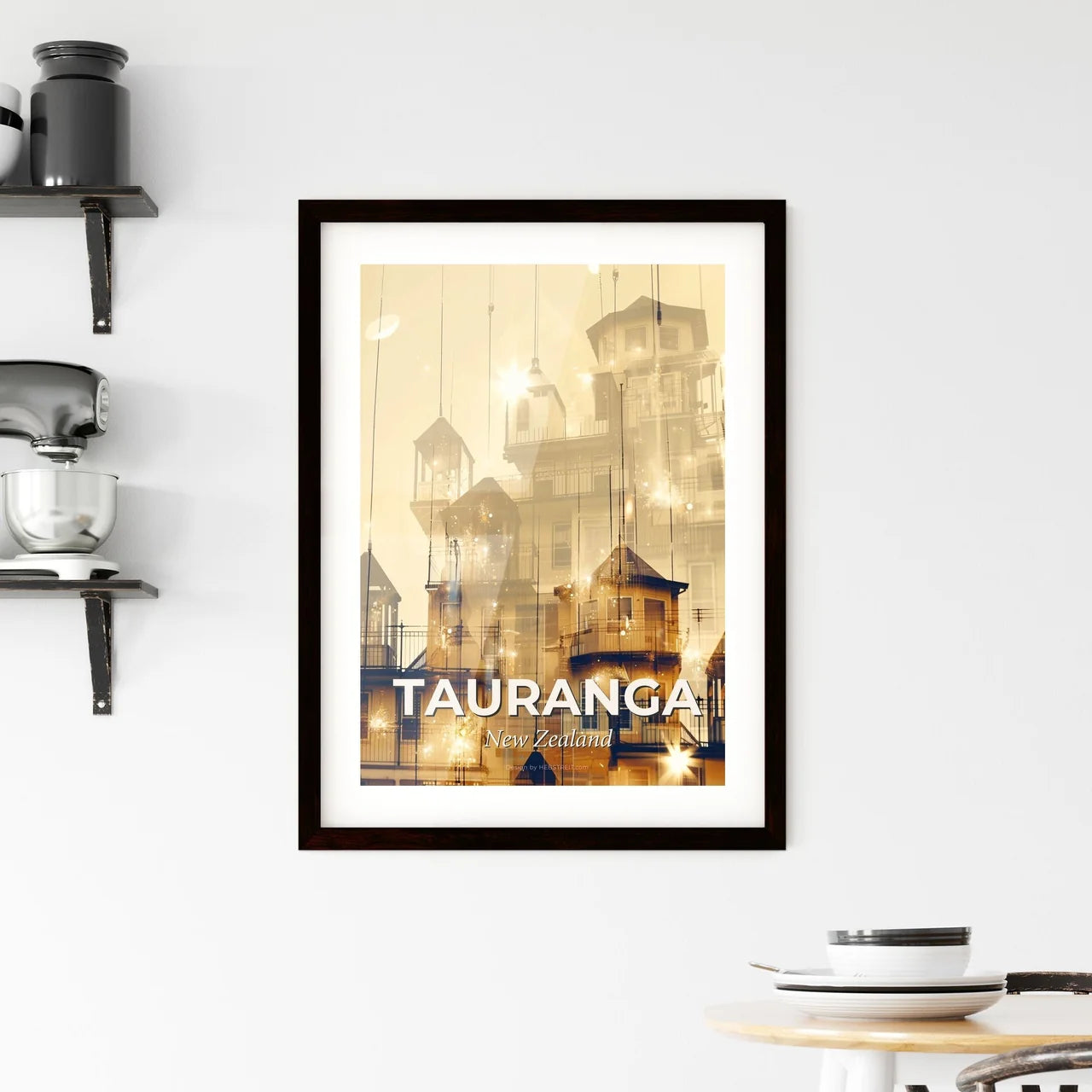 Tauranga Nightscape Skyline Architectural Poster Art Framed Print