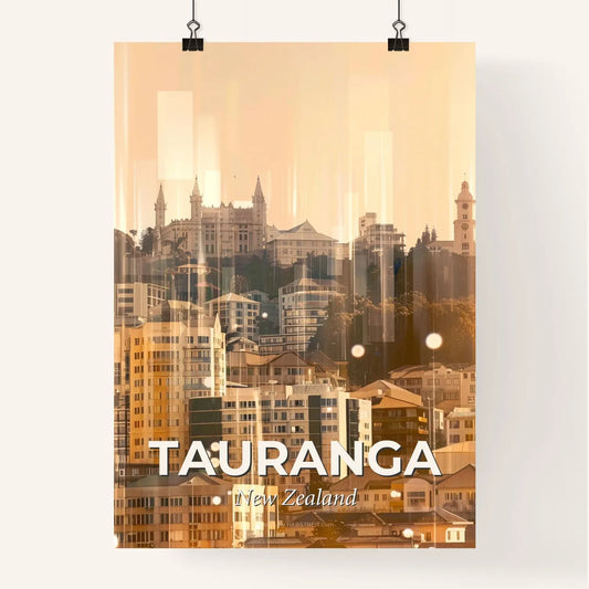 Tauranga City Skyline Double Exposure Scenic Art Poster Poster