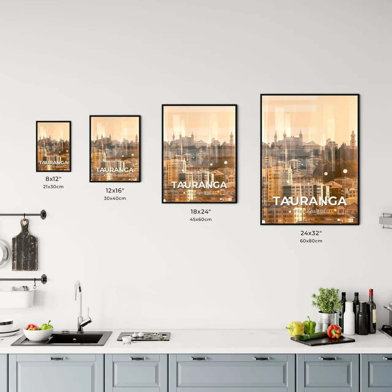 Tauranga City Skyline Double Exposure Scenic Art Poster Office Art