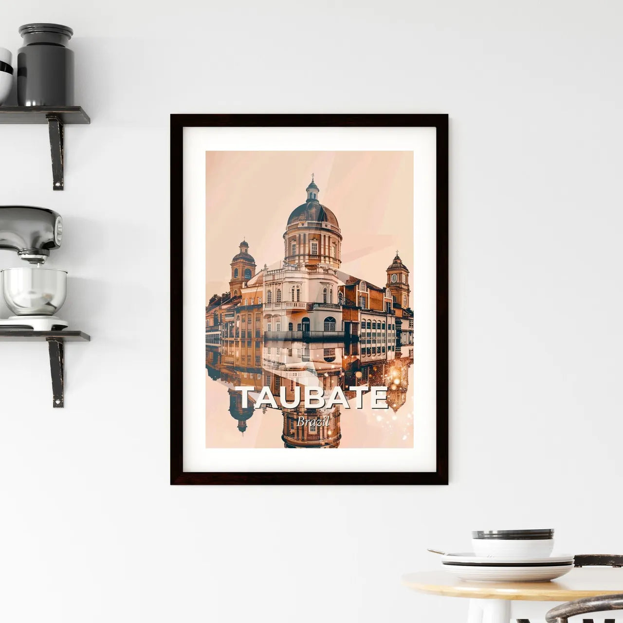 Taubate City Skyline Brazil Poster Design Framed Print