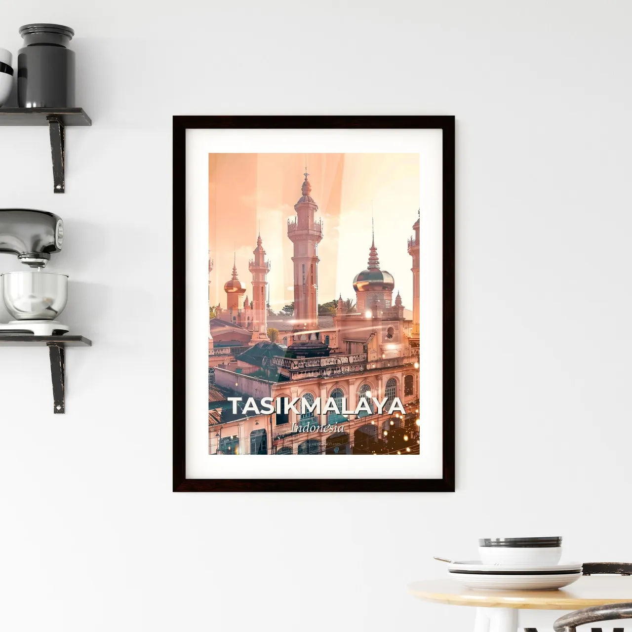 Tasikmalaya Indonesia Double Exposure Skyline Framed Print