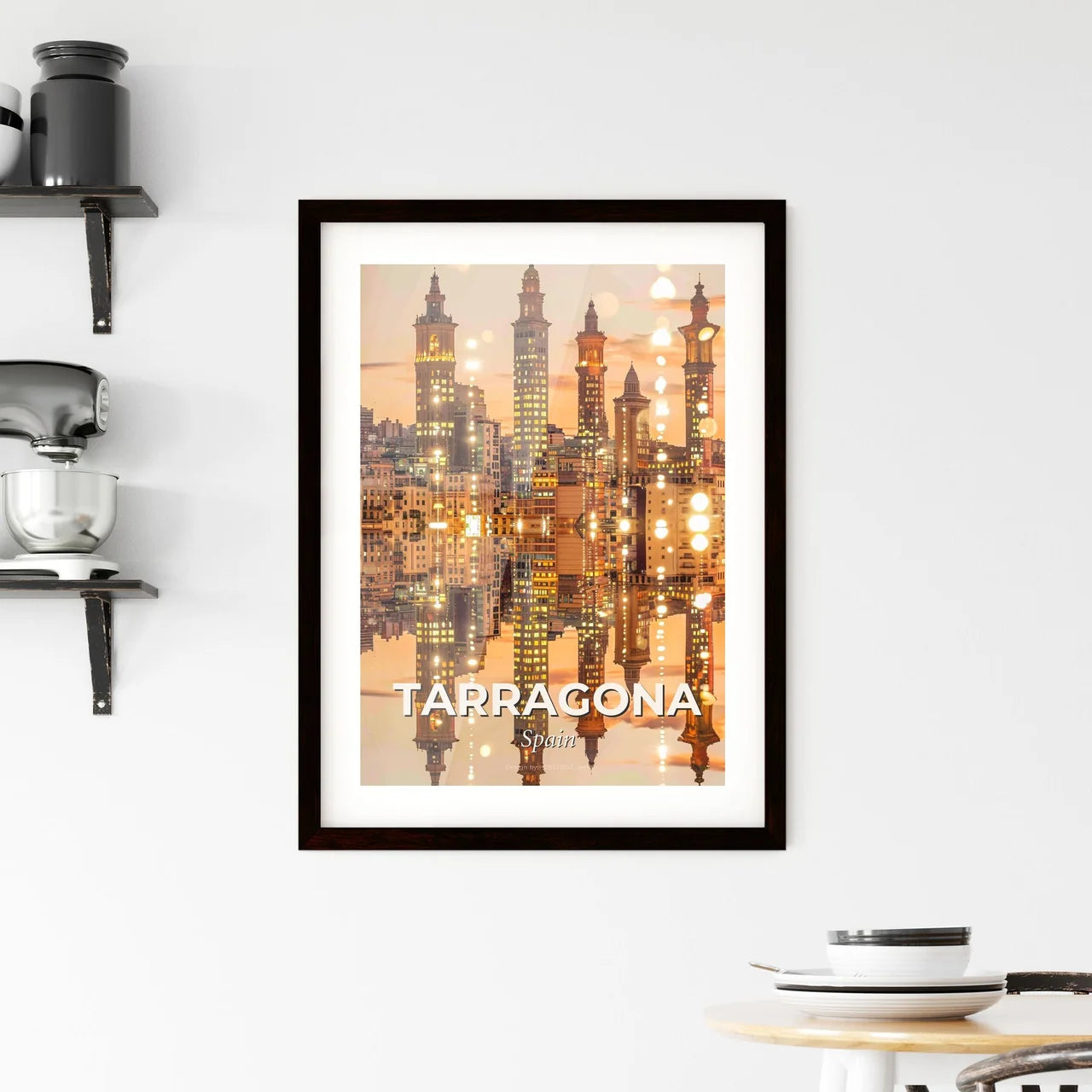 Tarragona Skyline Local Icons Art Poster Framed Print
