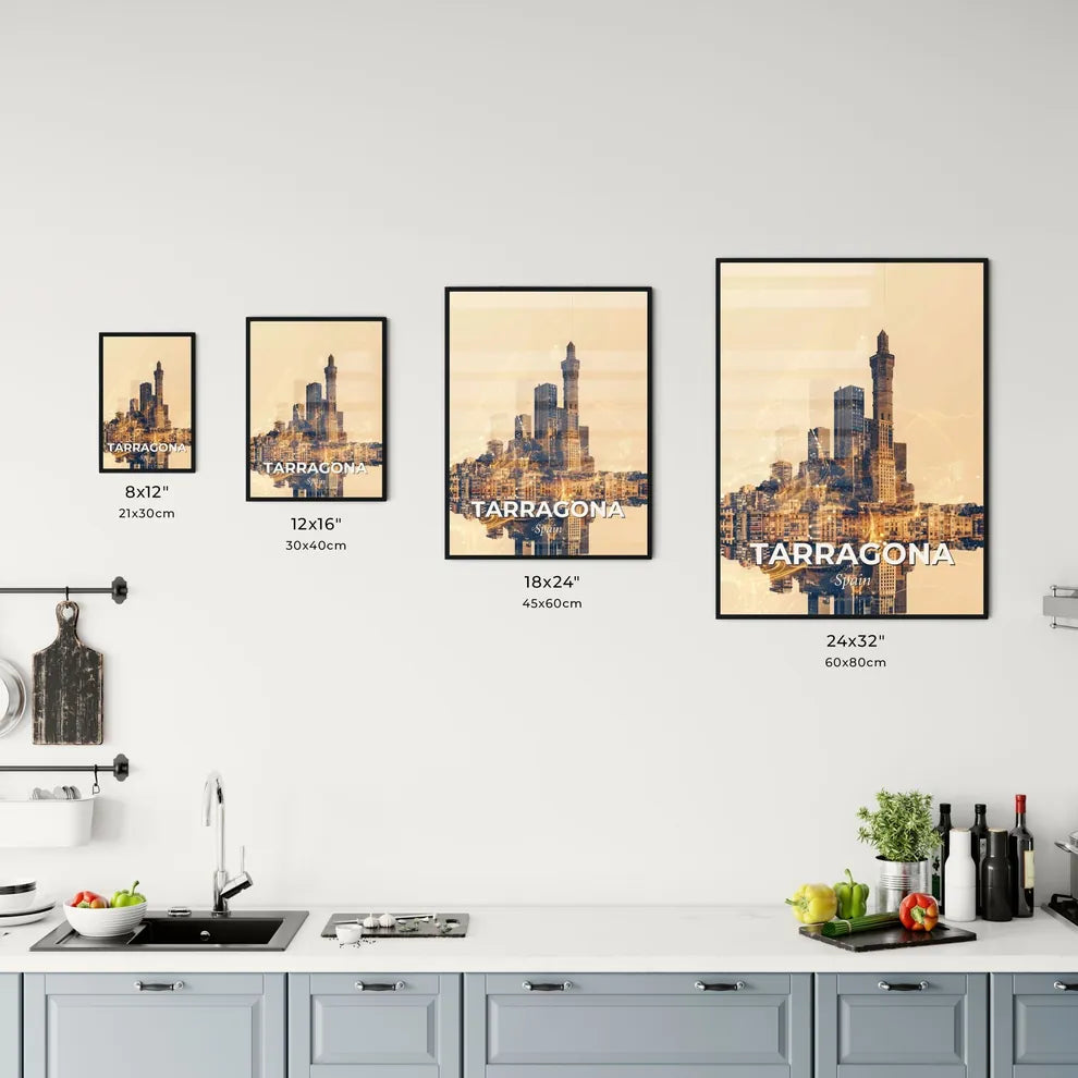 Tarragona City Skyline Double Exposure Composite Design Office Art