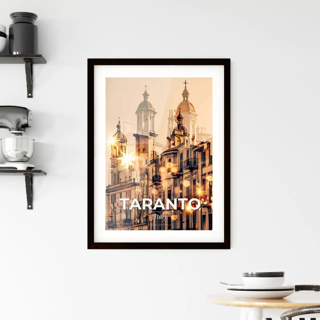Taranto: Double Exposure City Skyline Poster Framed Print