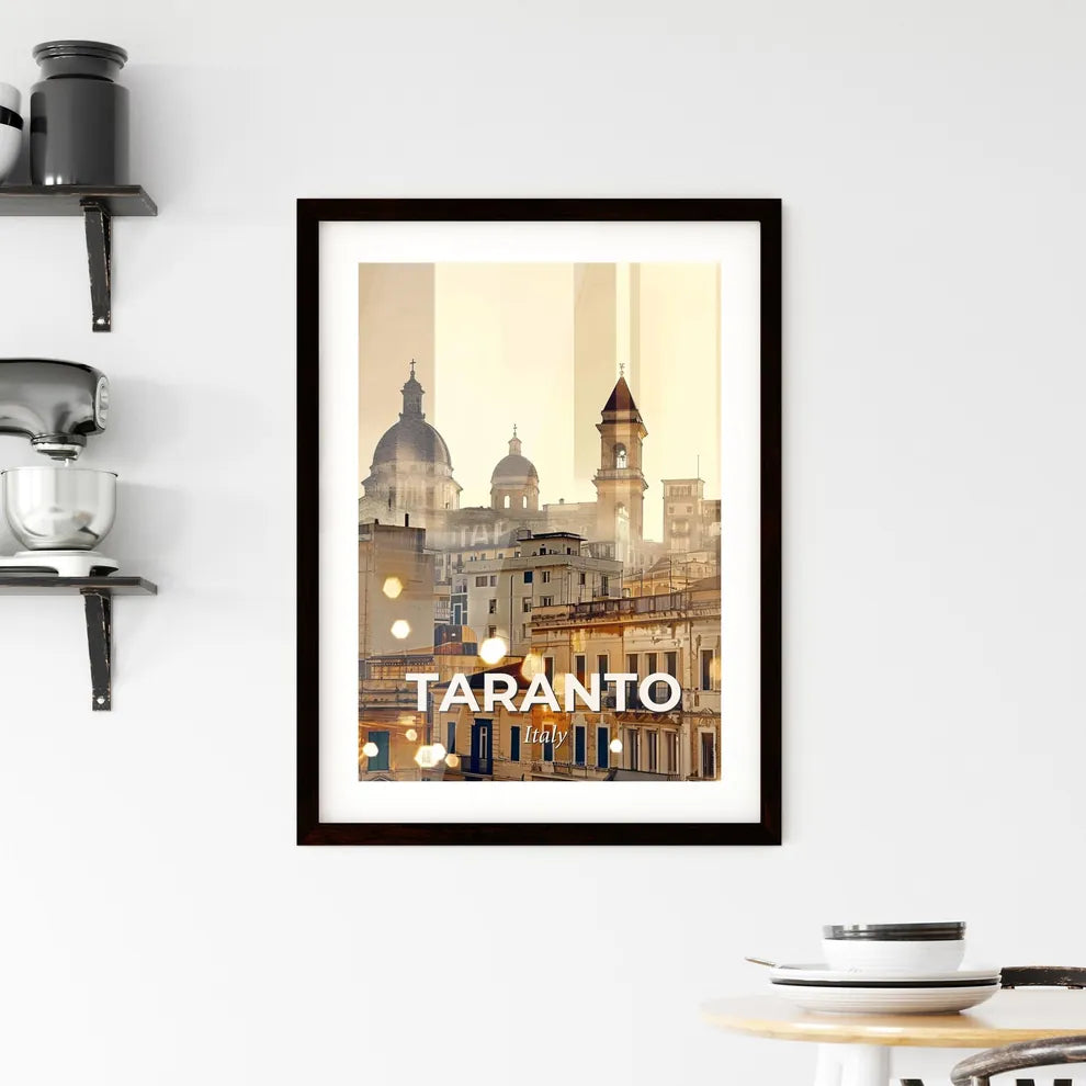 Taranto Skyline Poster: Double Exposure Art Framed Print