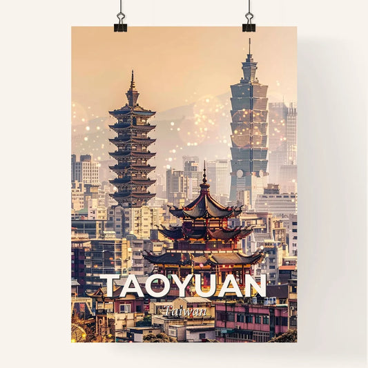 Taoyuan Taiwan City Lights Skyline Art Poster Poster