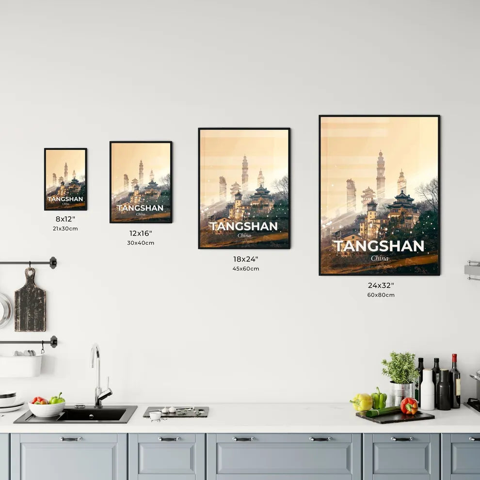 Tangshan Skyline Double Exposure Poster Office Art