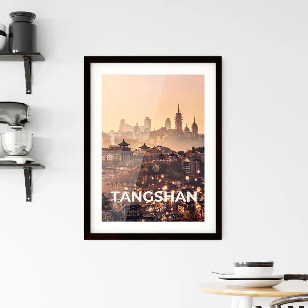 Tangshan Skyline Icons Composite Art Poster Framed Print