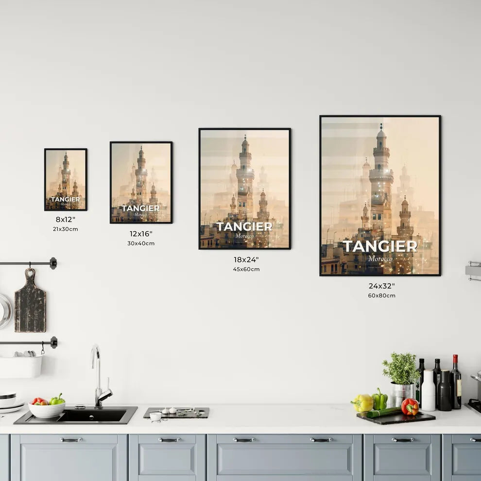 Tangier Morocco Art Deco Skyline Pastel Poster Office Art