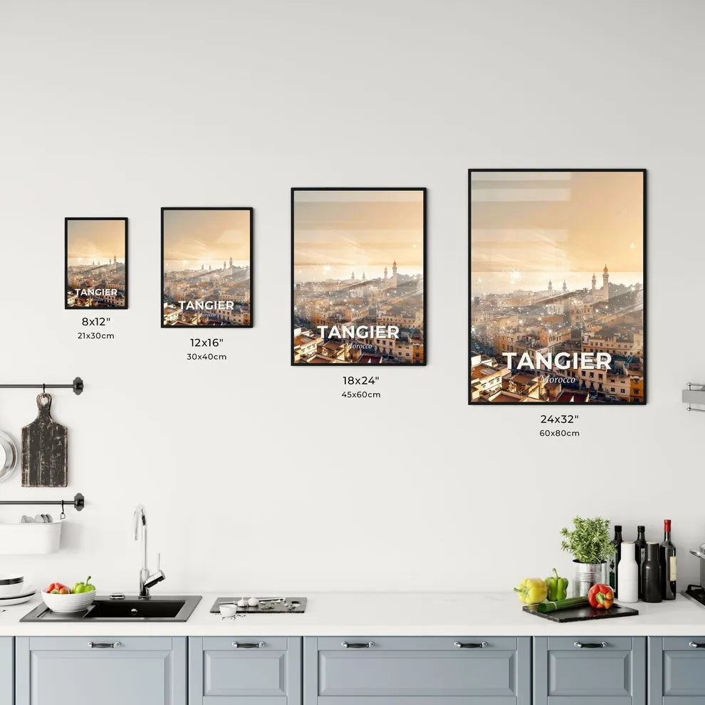 Tangier City Vibes Poster Bright Beige Backlight Office Art