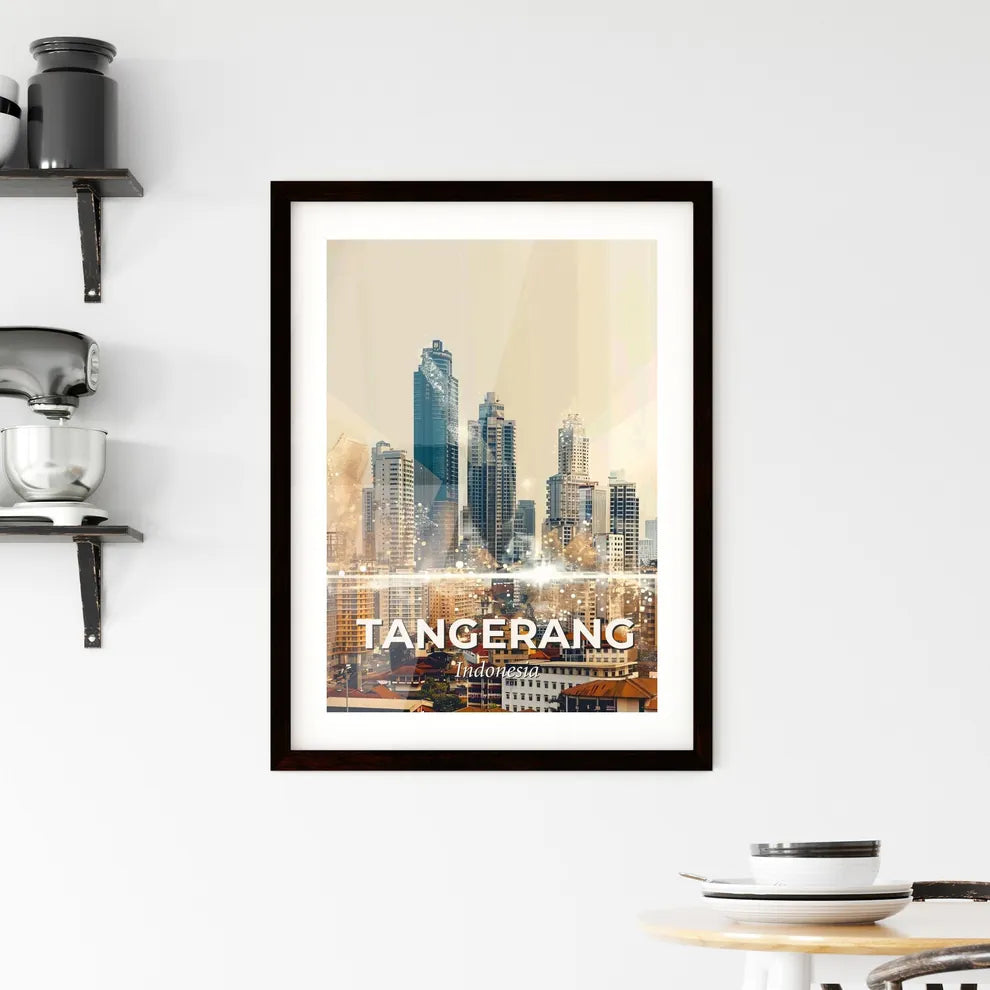 Tangerang Double Exposure Skyline Poster Art Framed Print