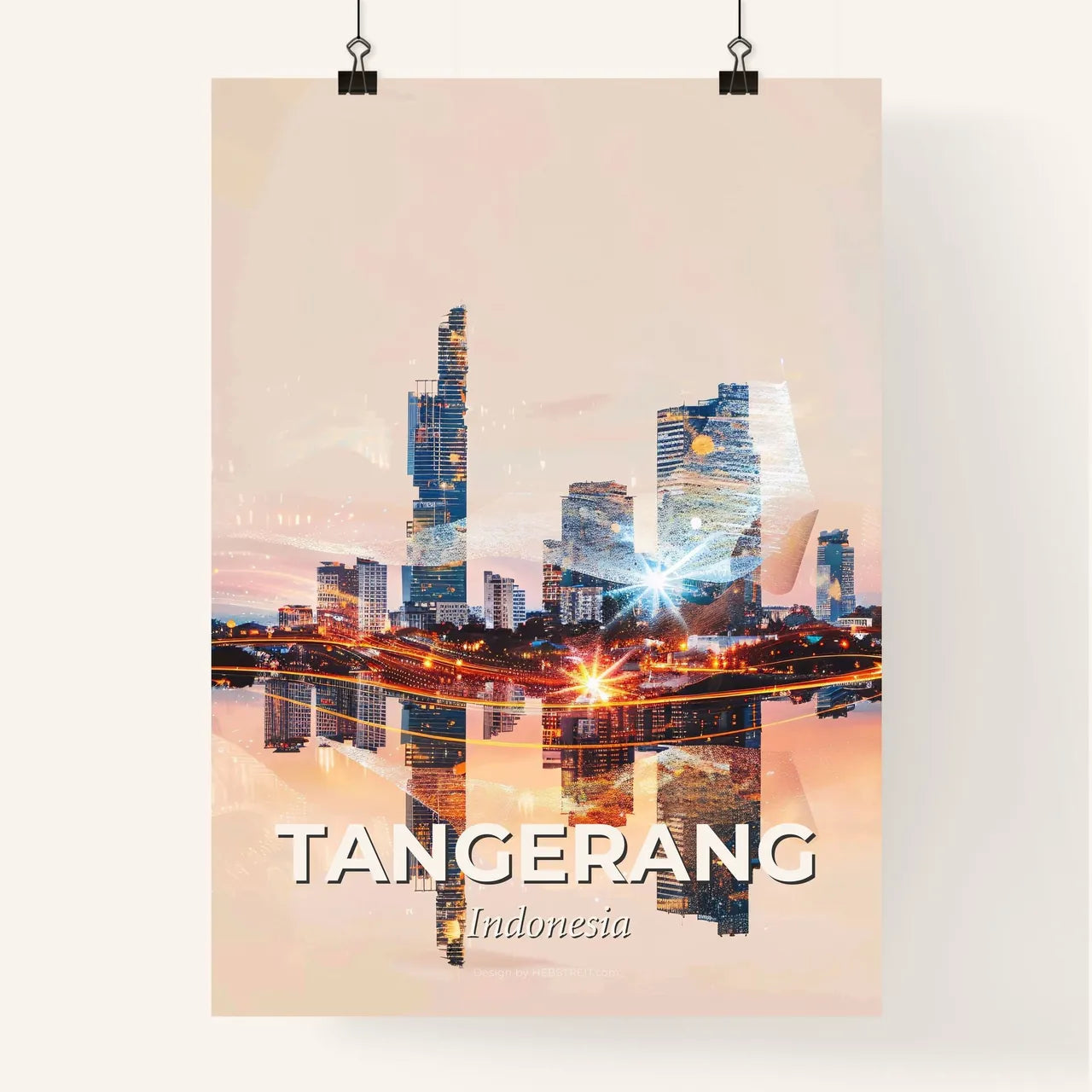 Tangerang City Skyline Double Exposure Poster Poster
