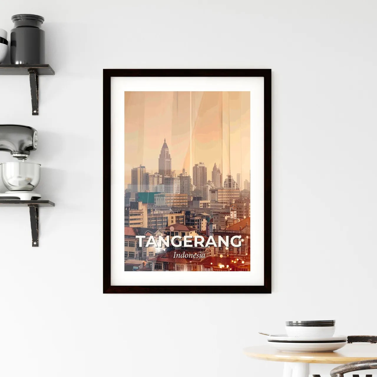 Tangerang Skyline Silhouette Poster Art Framed Print