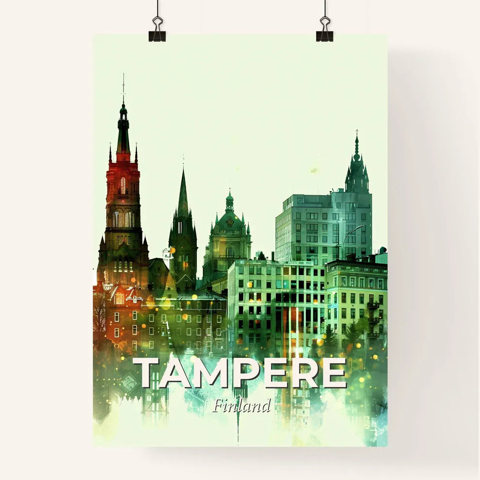 Tampere Skyline Double Exposure Cityscape Poster Art Poster