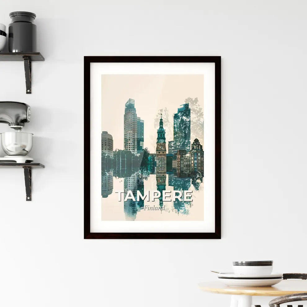 Tampere Skyline Poster Art Framed Print