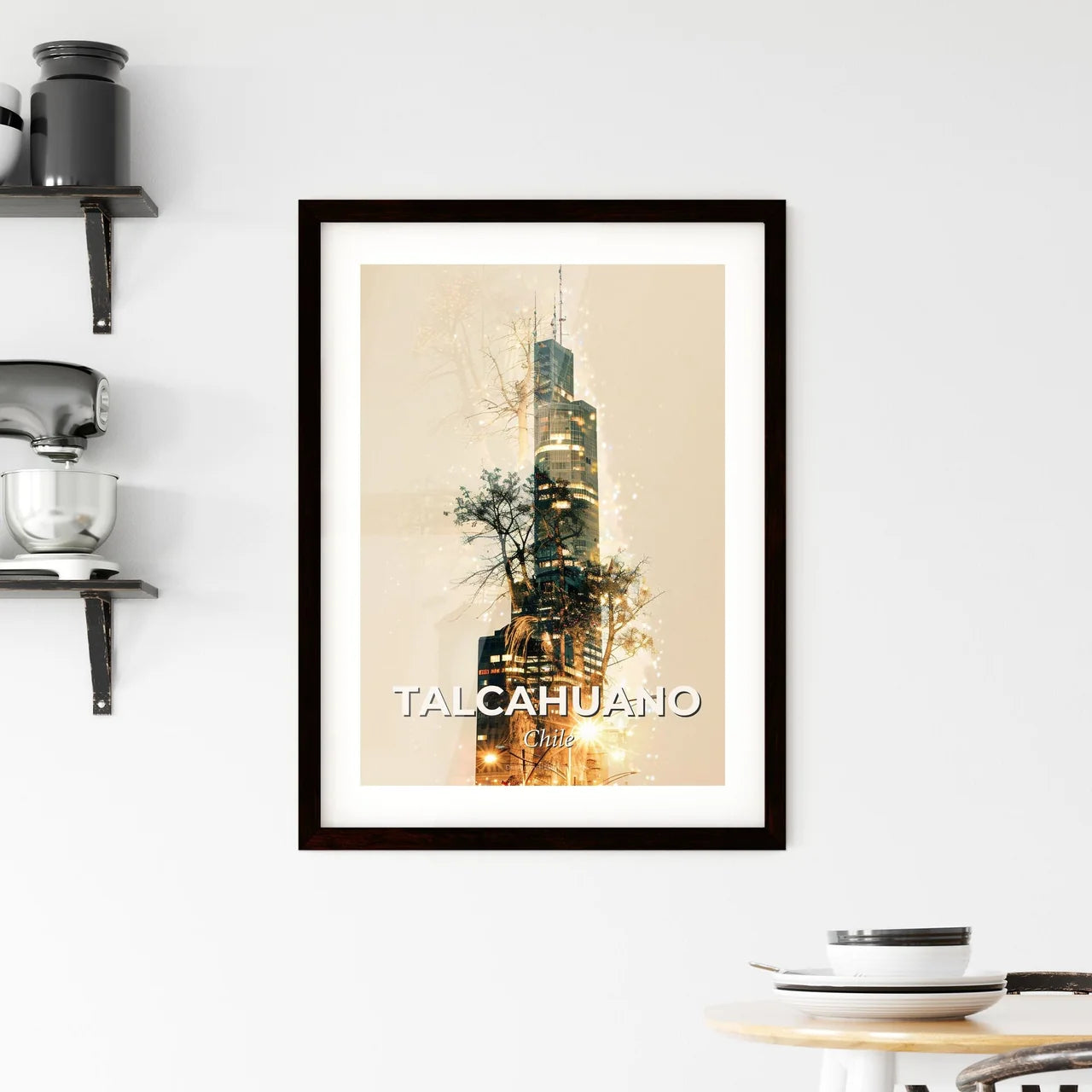 Talcahuano City Skyline Art Deco Framed Print