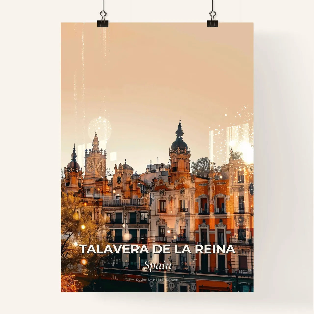 Talavera de la Reina Skyline Poster: City Lights and Icons Poster