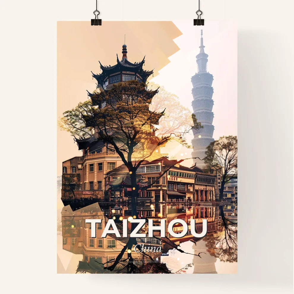 Taizhou China Skyline Modern Composite Art Poster