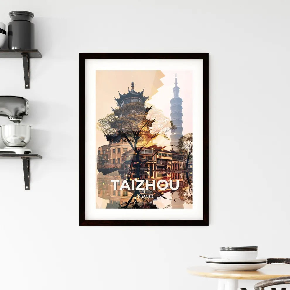 Taizhou China Skyline Modern Composite Art Framed Print