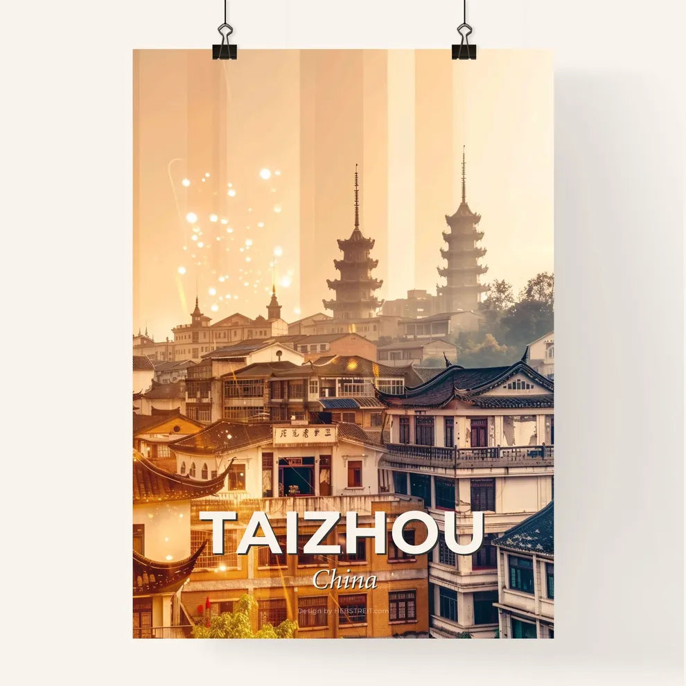 Taizhou Cityscape Double Exposure Art Poster