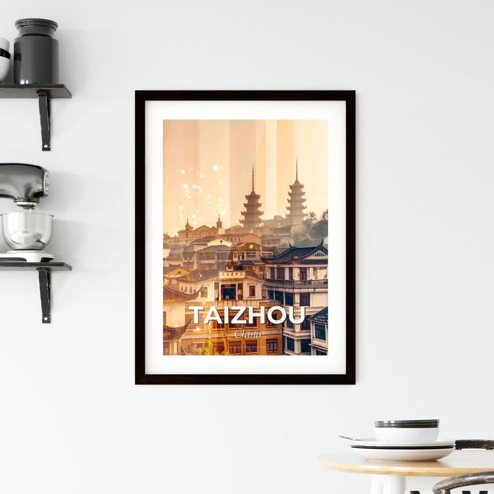 Taizhou Cityscape Double Exposure Art Framed Print