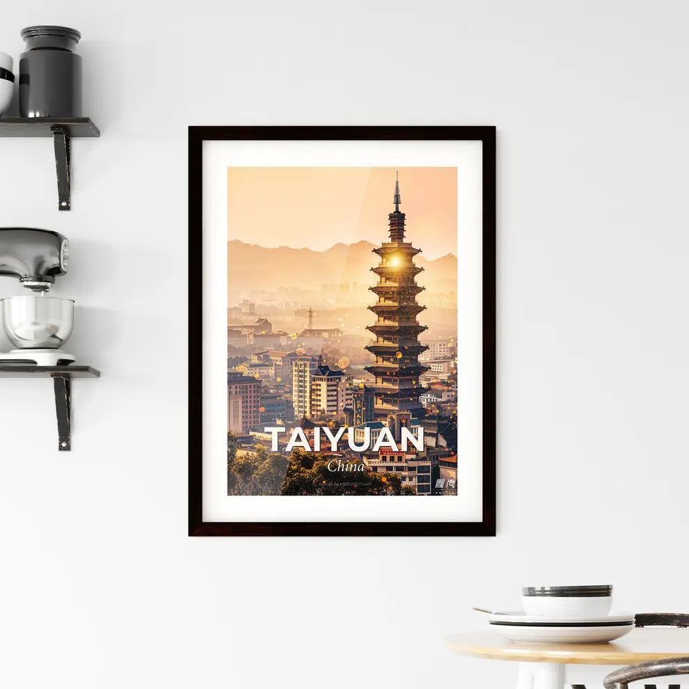 Taiyuan Skyline Double Exposure Art Composite Framed Print