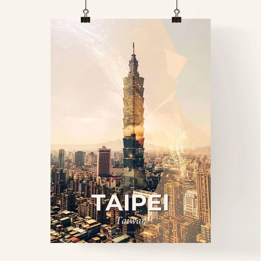 Taipei City Skyline Double Exposure Art Poster Poster