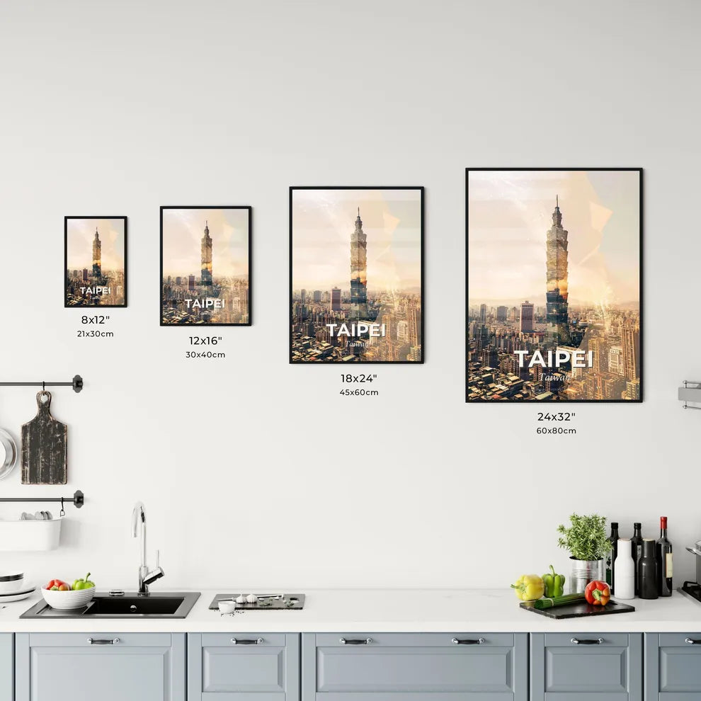 Taipei City Skyline Double Exposure Art Poster Office Art